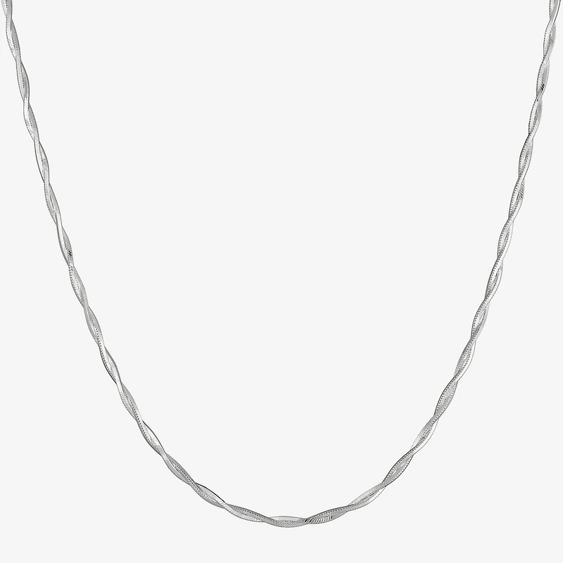 Made in Italy Womens Sterling Silver 20 Inch Braid Chain Necklace