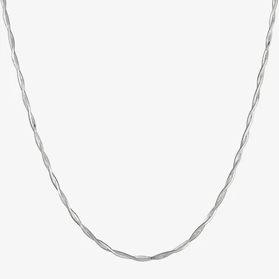 Made in Italy Womens Sterling Silver 20 Inch Braid Chain Necklace