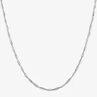 Made in Italy Womens Sterling Silver 20 Inch Braid Chain Necklace