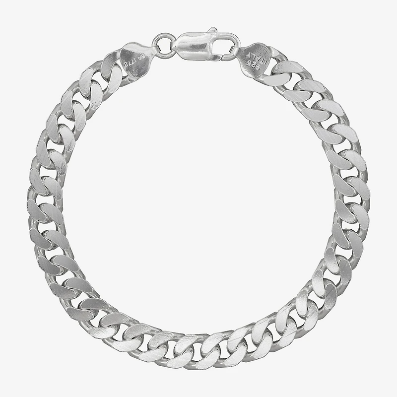 Made in Italy Mens Sterling Silver 8 1/2 Inch Solid Curb Chain Bracelet