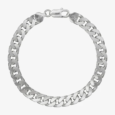 Made in Italy Mens Sterling Silver 8 1/2 Inch Solid Curb Chain Bracelet