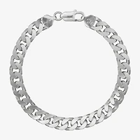 Made in Italy Mens Sterling Silver 8 1/2 Inch Solid Curb Chain Bracelet