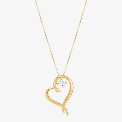 (H-1/Si2) Womens 1/4 CT. T.W. Lab Grown White Diamond 14K Gold Over Silver Sterling Silver Heart 18 Inch Pendant Necklace