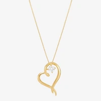 (H-1/Si2) Womens 1/4 CT. T.W. Lab Grown White Diamond 14K Gold Over Silver Sterling Silver Heart 18 Inch Pendant Necklace