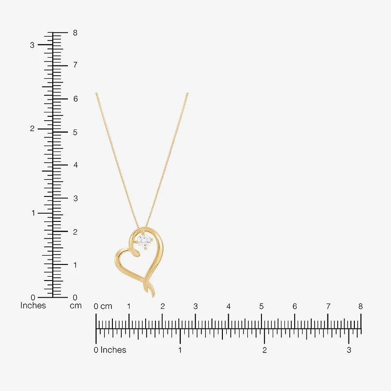 (H-1/Si2) Womens 1/4 CT. T.W. Lab Grown White Diamond 14K Gold Over Silver Sterling Silver Heart 18 Inch Pendant Necklace