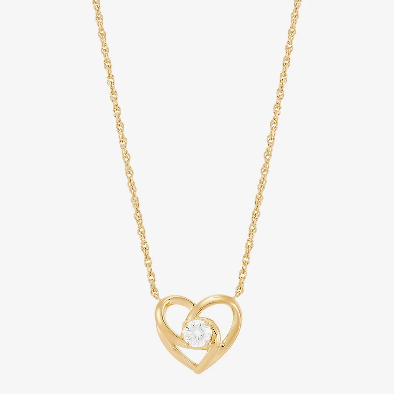 (H-I Womens 1/4 CT. T.W. Lab Grown White Diamond 14K Gold Over Silver Sterling Silver Heart 18 Inch Pendant Necklace