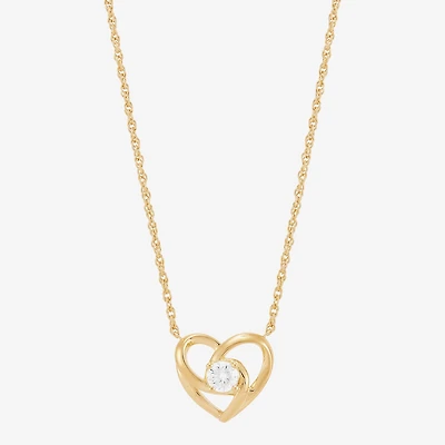 (H-I Womens 1/4 CT. T.W. Lab Grown White Diamond 14K Gold Over Silver Sterling Silver Heart 18 Inch Pendant Necklace