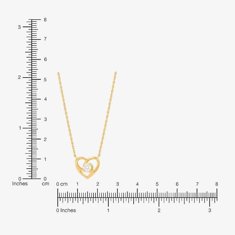 (H-I Womens 1/4 CT. T.W. Lab Grown White Diamond 14K Gold Over Silver Sterling Silver Heart 18 Inch Pendant Necklace