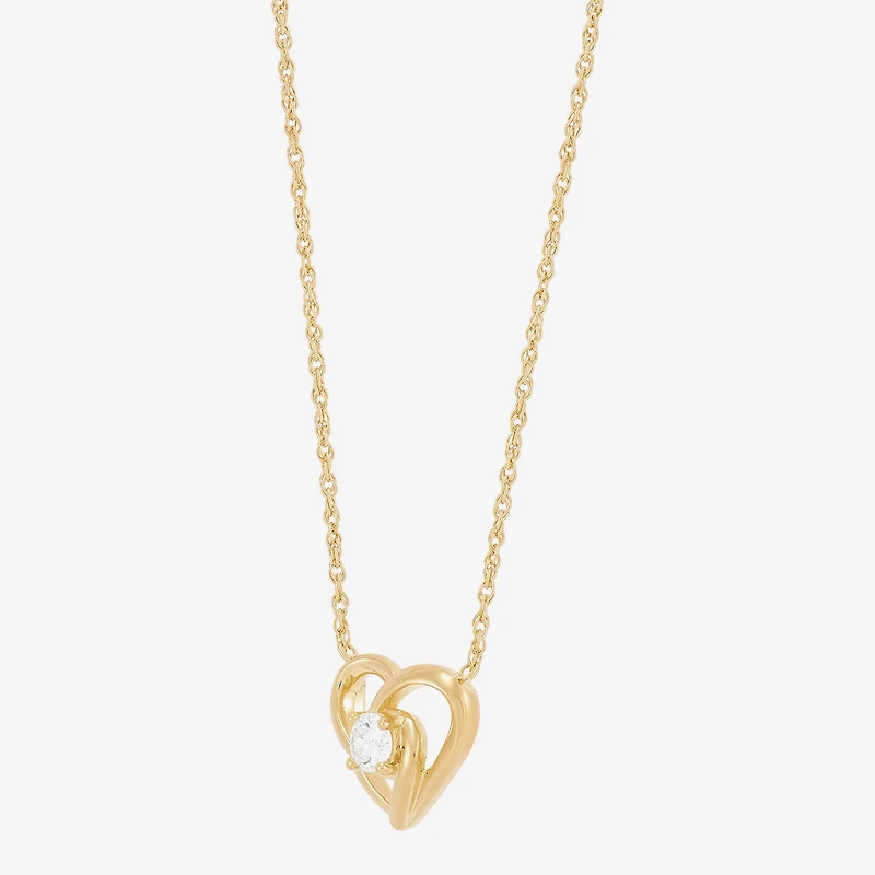 (H-I Womens 1/4 CT. T.W. Lab Grown White Diamond 14K Gold Over Silver Sterling Silver Heart 18 Inch Pendant Necklace