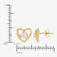 (H-I,Si2) 1/4 CT. T.W. Lab Grown White Diamond 14K Gold Over Silver Sterling Silver 9.6mm Heart Stud Earrings