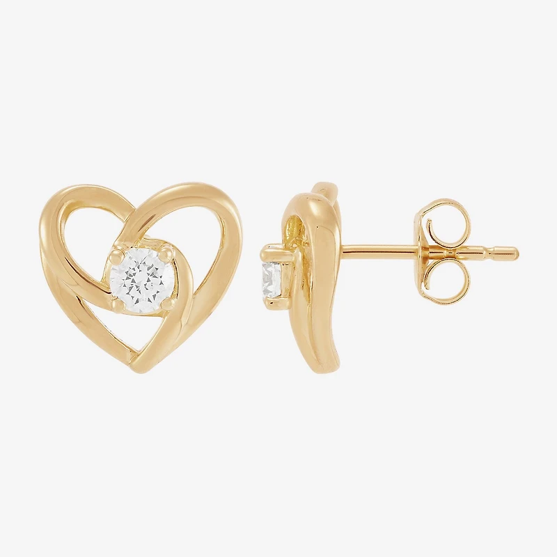 (H-I,Si2) 1/4 CT. T.W. Lab Grown White Diamond 14K Gold Over Silver Sterling Silver 9.6mm Heart Stud Earrings