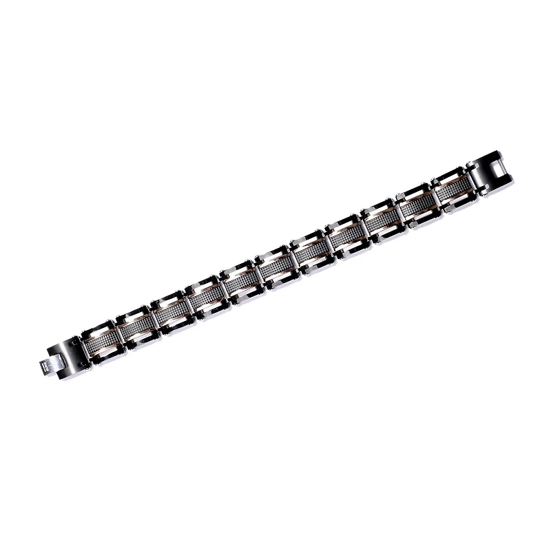 Mens Two-Tone Stainless Steel Chain Bracelet
