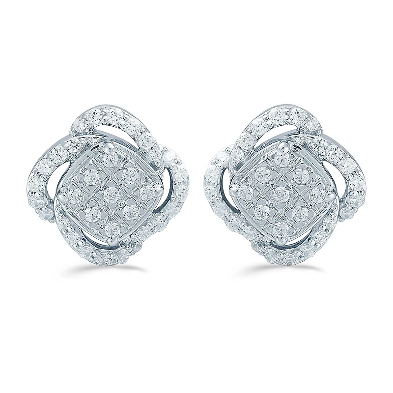 1/ CT. T.W. Natural White Diamond Sterling Silver 10.1mm Stud Earrings