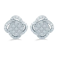 1/ CT. T.W. Natural White Diamond Sterling Silver 10.1mm Stud Earrings