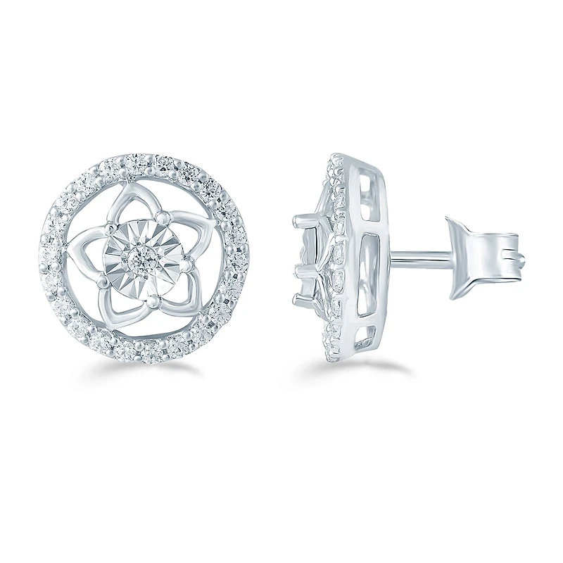 1/3 CT. T.W. Natural White Diamond Sterling Silver 10.4mm Stud Earrings