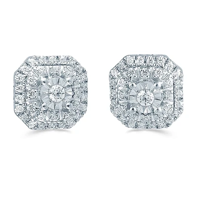 1/4 CT. T.W. Natural White Diamond Sterling Silver 7.7mm Stud Earrings