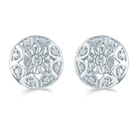 1/5 CT. Natural White Diamond Sterling Silver 9.7mm Stud Earrings