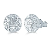 1/5 CT. Natural White Diamond Sterling Silver 9.7mm Stud Earrings