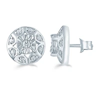 1/5 CT. Natural White Diamond Sterling Silver 9.7mm Stud Earrings