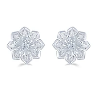 1/6 CT. T.W. Natural White Diamond Sterling Silver 9.4mm Flower Stud Earrings
