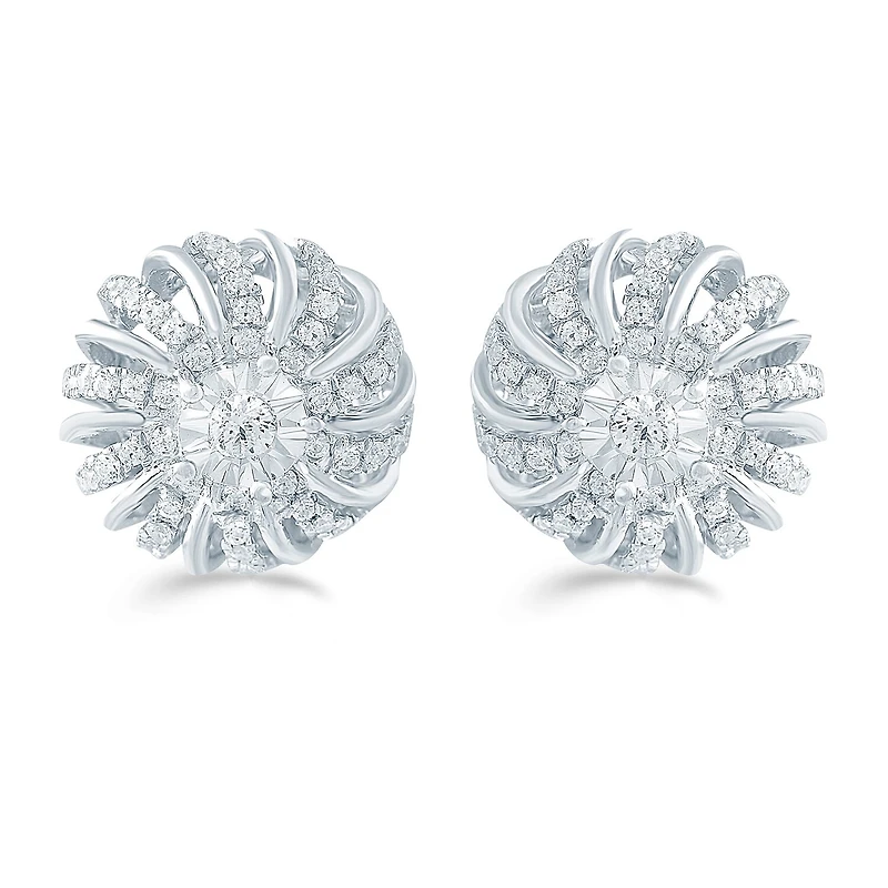 1/2 CT. T.W. Natural White Diamond Sterling Silver 12.1mm Stud Earrings