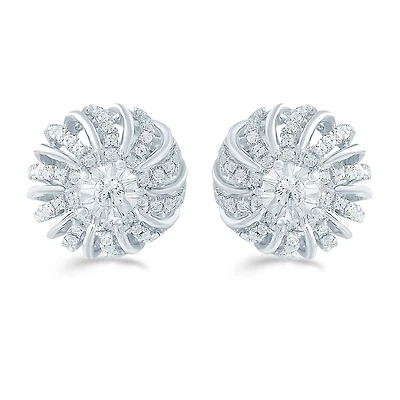 1/2 CT. T.W. Natural White Diamond Sterling Silver 12.1mm Stud Earrings