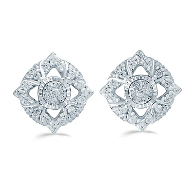 1/2 CT. T.W. Natural White Diamond Sterling Silver 12.1mm Stud Earrings
