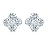 3/8 CT. T.W. Natural White Diamond Sterling Silver 10.6mm Flower Stud Earrings