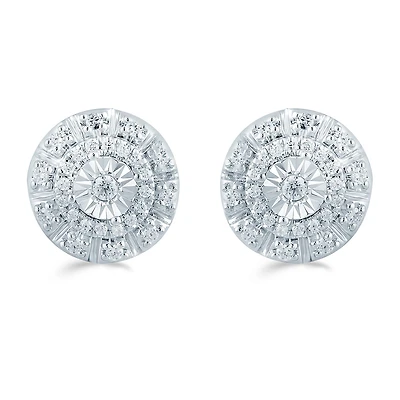 1/4 CT. T.W. Natural White Diamond Sterling Silver 9.7mm Stud Earrings