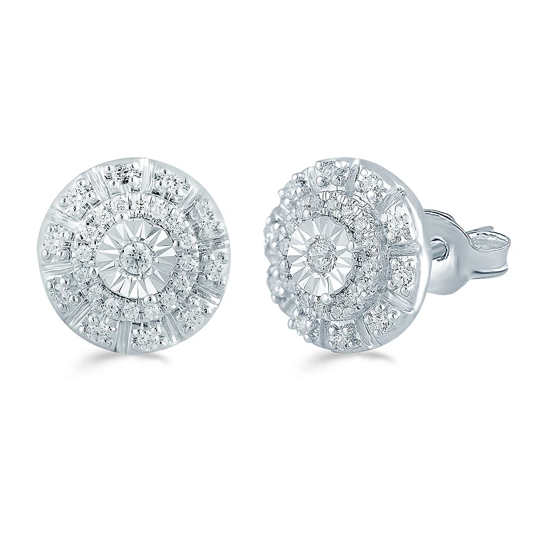 1/4 CT. T.W. Natural White Diamond Sterling Silver 9.7mm Stud Earrings