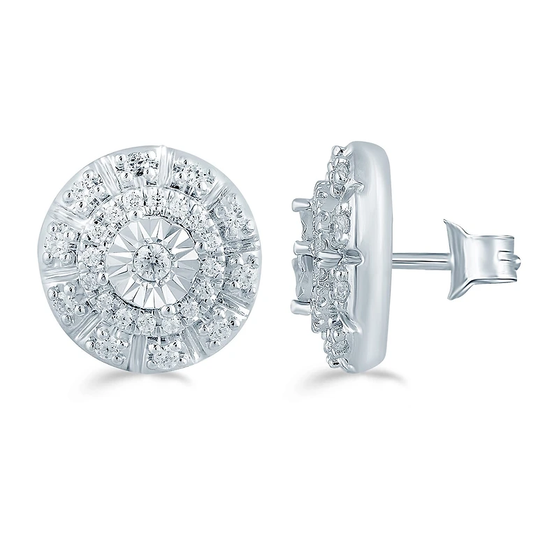1/4 CT. T.W. Natural White Diamond Sterling Silver 9.7mm Stud Earrings