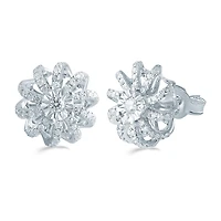 1/ CT. T.W. Natural White Diamond Sterling Silver 11.9mm Flower Stud Earrings