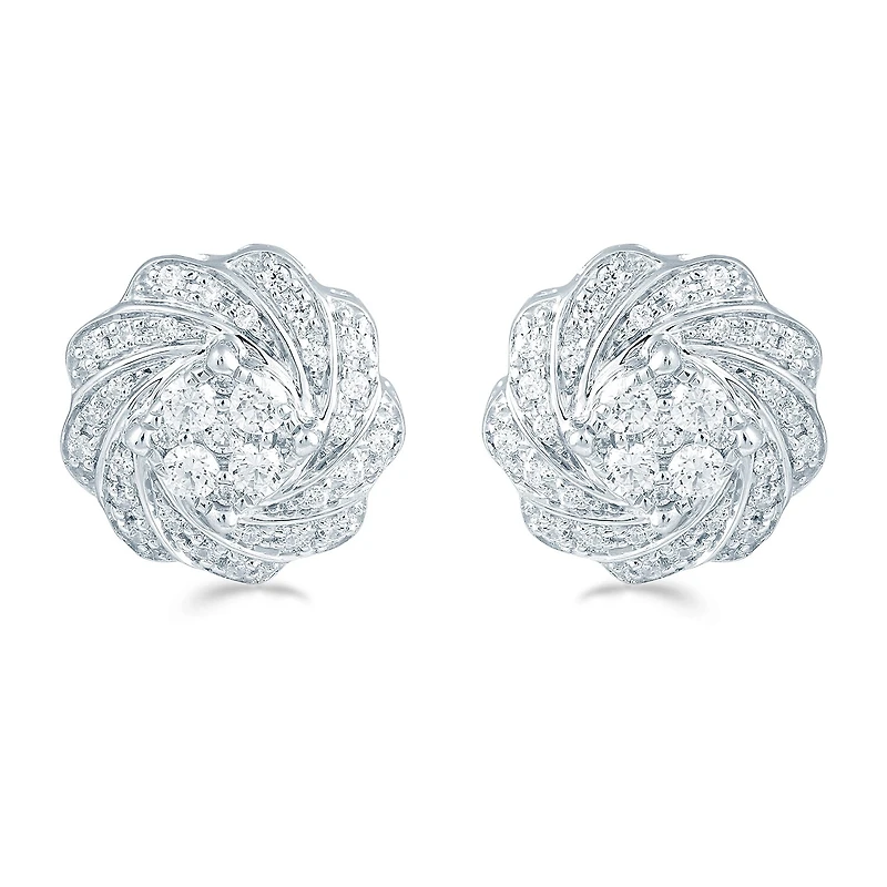 1/2 CT. T.W. Natural White Diamond Sterling Silver 11.8mm Stud Earrings