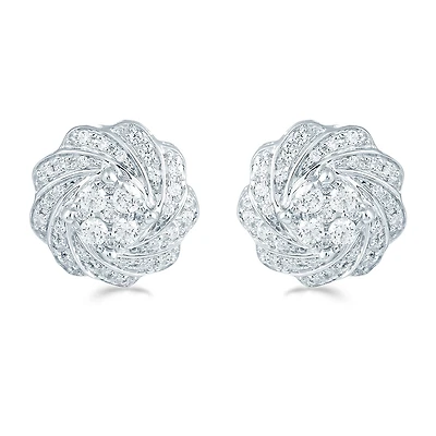1/2 CT. T.W. Natural White Diamond Sterling Silver 11.8mm Stud Earrings