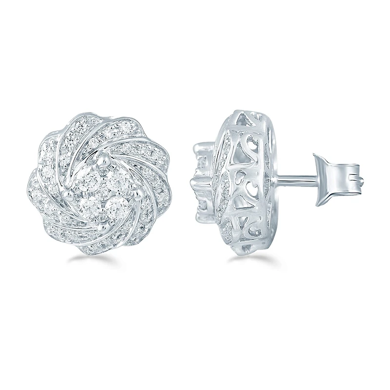 1/2 CT. T.W. Natural White Diamond Sterling Silver 11.8mm Stud Earrings
