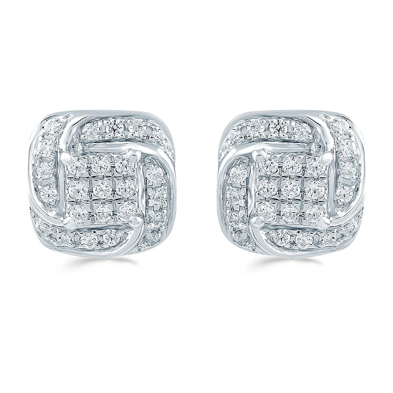 1/4 CT. T.W. Natural White Diamond Sterling Silver 8.6mm Stud Earrings