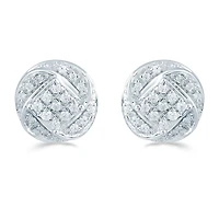1/5 CT. Natural White Diamond Sterling Silver 8.8mm Stud Earrings