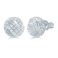 1/5 CT. Natural White Diamond Sterling Silver 8.8mm Stud Earrings