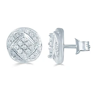 1/5 CT. Natural White Diamond Sterling Silver 8.8mm Stud Earrings