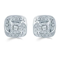 1/5 CT. Natural White Diamond Sterling Silver 8.6mm Stud Earrings