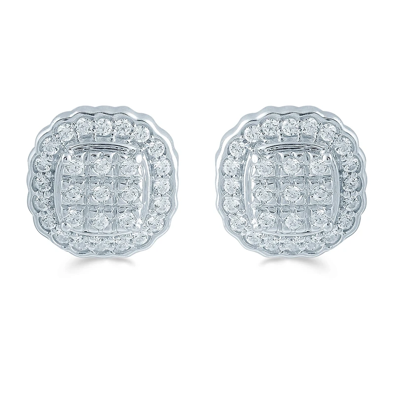 1/2 CT. T.W. Natural White Diamond Sterling Silver 10.9mm Stud Earrings