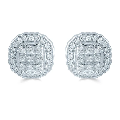 1/2 CT. T.W. Natural White Diamond Sterling Silver 10.9mm Stud Earrings