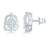 1/5 CT. Natural White Diamond Sterling Silver 9.3mm Stud Earrings