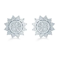 1/3 CT. T.W. Natural White Diamond Sterling Silver 11.9mm Flower Stud Earrings