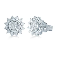 1/3 CT. T.W. Natural White Diamond Sterling Silver 11.9mm Flower Stud Earrings
