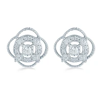1/5 CT. Natural White Diamond Sterling Silver 10.6mm Stud Earrings