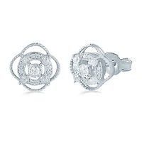 1/5 CT. Natural White Diamond Sterling Silver 10.6mm Stud Earrings