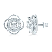 1/5 CT. Natural White Diamond Sterling Silver 10.6mm Stud Earrings