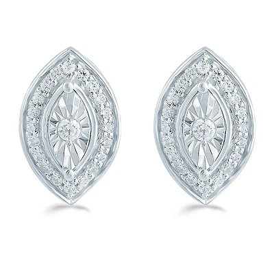 1/5 CT. Natural White Diamond Sterling Silver 11.3mm Stud Earrings
