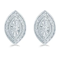1/5 CT. Natural White Diamond Sterling Silver 11.3mm Stud Earrings